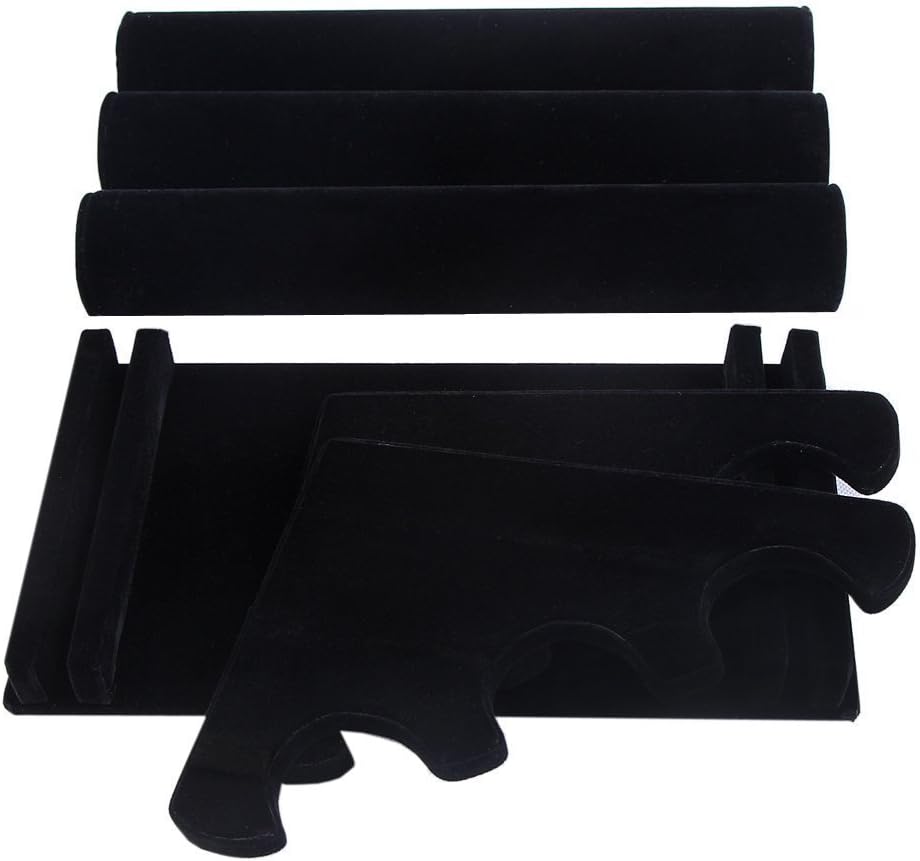 Wudygirl Bracelet Holder Velvet 3 Tier Jewelry Display Stand Storage Watch Bangle Necklace Organizer Showcase(3 Tier)