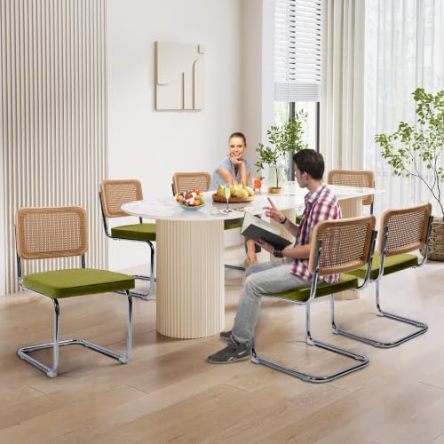 KROFEM Dining Chairs Set of 4,Modern Rattan Kitchen Chairs,Green