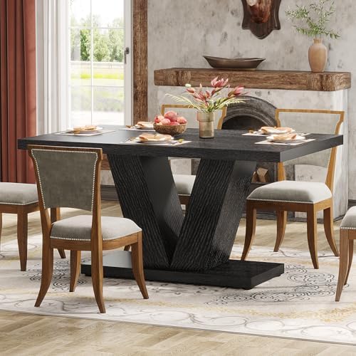 Tribesigns 47-Inch Dining Table for 4, Black Kitchen Dinner Table with Heavy ...