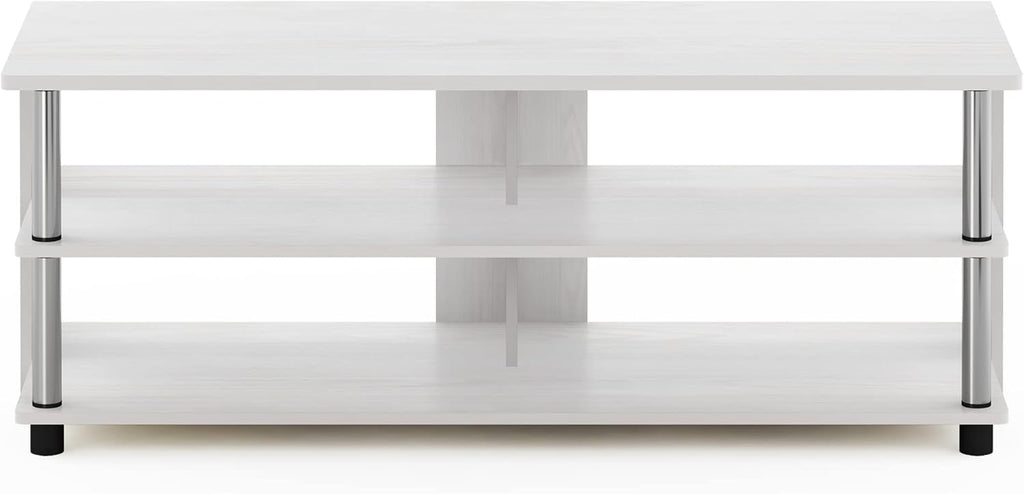 Furinno Turn-N-Tube Shoe Rack, 3-Tier Shoe Organizer, Compact Shoe Storage with Open Shelves and Stainless Steel Tubes, 15.5 x 41.1 x 15.8, for Closet Entryway, Office, Garage, White Oak