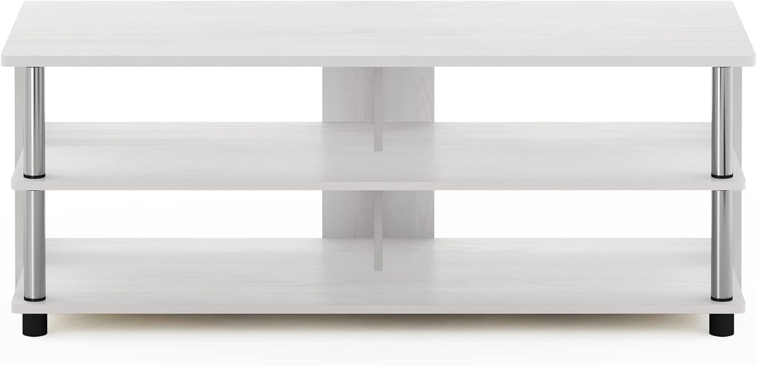 Furinno Turn-N-Tube Shoe Rack, 3-Tier Shoe Organizer, Compact Shoe Storage with Open Shelves and Stainless Steel Tubes, 15.5 x 41.1 x 15.8, for Closet Entryway, Office, Garage, White Oak