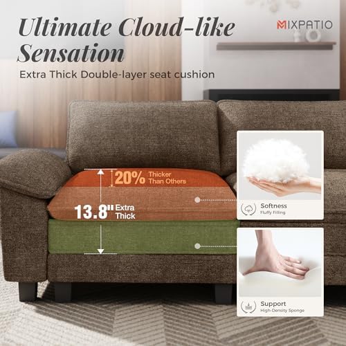 MIXPATIO 124" 5-Seat U Shaped Modular Sectional Sofa,Chenille Taupe | Mo...