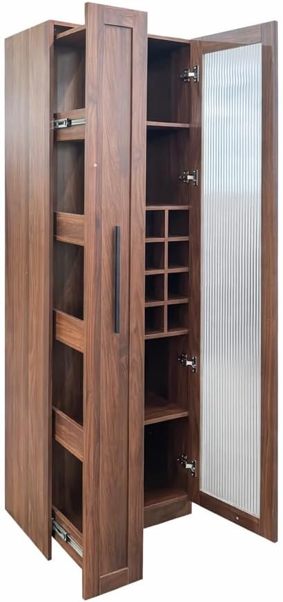 Kitchen Pantry Cabinet with Pull-Out 5-Tier Storage Shelf Space Saving Storag...