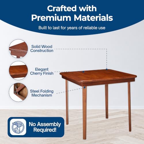 Stakmore Classic Straight Edge Square Wood Folding Table, 32x32, Cherry