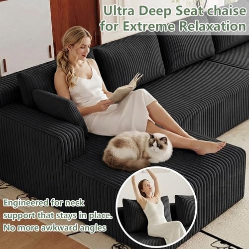 160" U Shaped Cloud Couch, Oversized Modular Sectional Sofa for Living R...