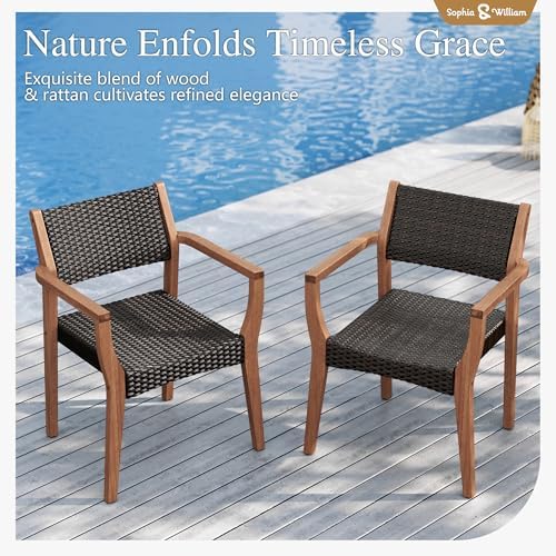 Sophia & William Outdoor Wood Dining Set for 8, Expandable Acacia Table