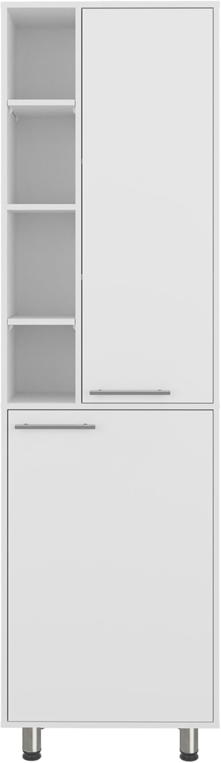 Modern White Kitchen Pantry Cabinet with Open & Closed Shelves – Space-Ma...