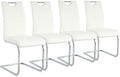 Goujxcy Dining Chairs Set of 4, Modern High Back Kitchen Chairs with Metal Legs and Faux Leather Padded Seat Upholstered Dining Chairs for Dining & Kitchen,Living Room (White&Silver, Set of 4)