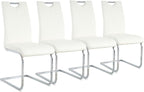 Goujxcy Dining Chairs Set of 4, Modern High Back Kitchen Chairs with Metal Legs and Faux Leather Padded Seat Upholstered Dining Chairs for Dining & Kitchen,Living Room (White&Silver, Set of 4)