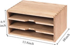 3-Tier Paper Storage Letter Tray File Sorter - Wood Desktop Document Organizer Holders with Mail Sorter, School & Home Magazine File Dividers, Book Rack Shelf Stand for HD-SJ3K (Light)