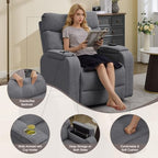 Power Swivel Rocker Recliner with Massage&Heat,Swivel Glider Recliner Chair | Nursery Rocking Recliner with Type-C Port&Timing,Power Swivel Reclining Glider Chair with Dual Storage Arms&Cup Holder Grey