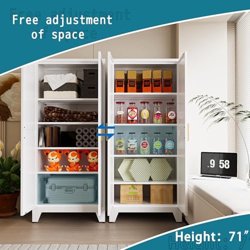 Washsemba 71'' Farmhouse Metal Storage Cabinet with Barn Doors,Steel ...