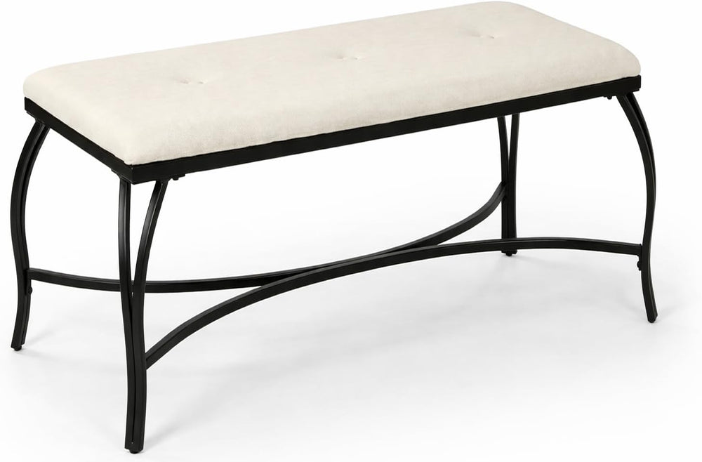 Mango Steam Vienna White Bench - Entryway Bench - Powder Coated, Upholstered,...