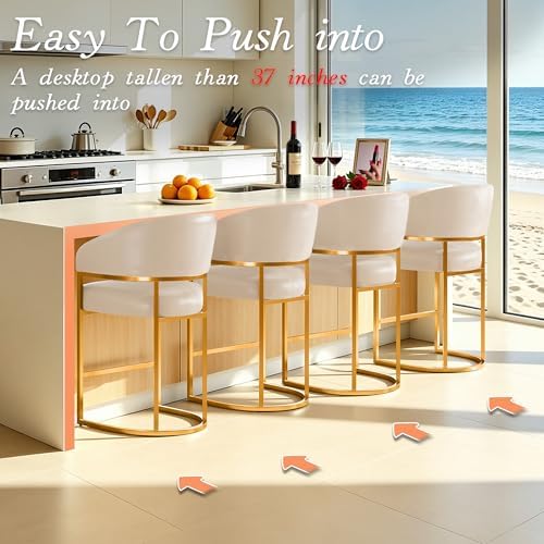 Modern Counter Height Bar Stools,Bar Stools Set of 3,PU Leather Upholstered B...