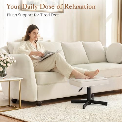 LUE BONA Adjustable Vanity Stool, 15''-19.5'' Foot Rest Under...