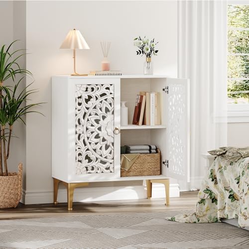 JOINICE 31.5" Accent Cabinet with Doors & Storage for Living Room,White