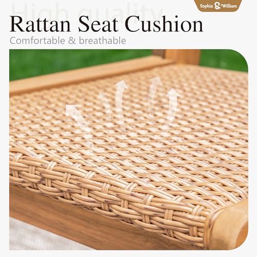 Sophia & William 9pc Outdoor Dining Set, Acacia Wood and Rattan，Dark Brown