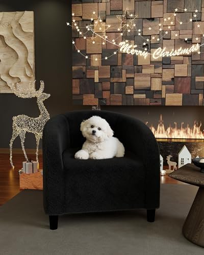 GarveeHome Accent Chair Living Room Chairs Barrel Boucle Chairs Comfy Armchai...