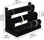 Wudygirl Bracelet Holder Velvet 3 Tier Jewelry Display Stand Storage Watch Bangle Necklace Organizer Showcase(3 Tier)