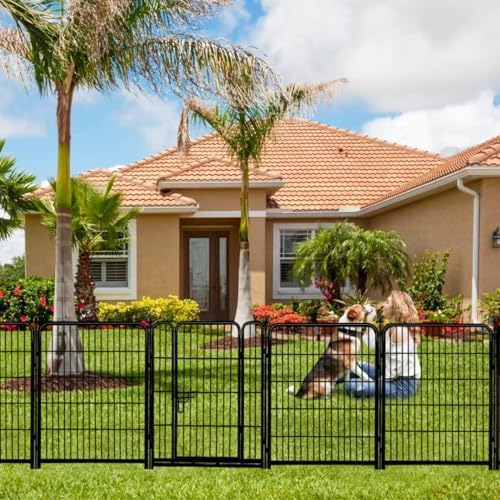 ADAVIN 54 in Dog Fence Outdoor for Yard, 4 Panels Tall Garden Fencing | 8.8 F...