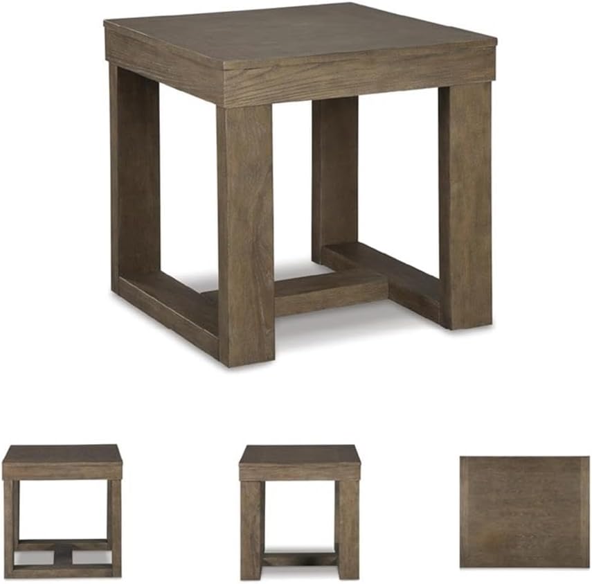 BOWERY HILL Contemporary Set of 2 Square End Tables in Grayish Brown