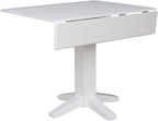 Solid Wood 36" Square Dual Drop Leaf Dining Table, White