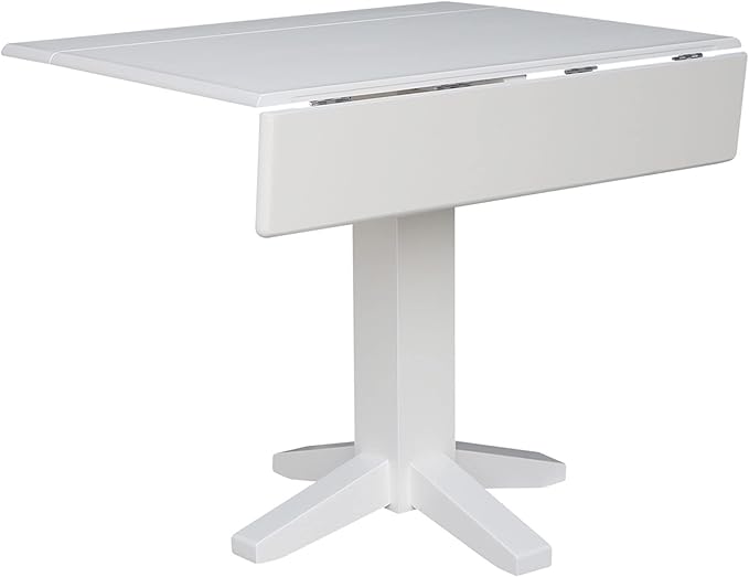 Solid Wood 36" Square Dual Drop Leaf Dining Table, White