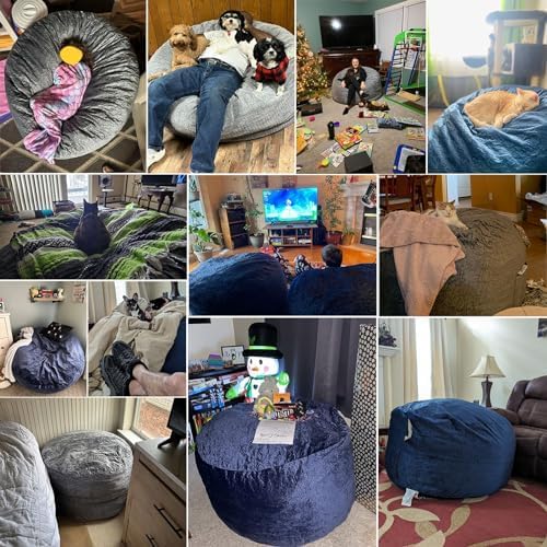 3 Ft Bean Bag Chair,Bean Bag Chairs for Living Room,3 Foot,Dark Grey | Bean B...