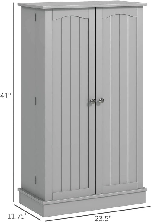 41" Kitchen Pantry Storage Cabinet, Freestanding Kitchen Cabinet with 12 Door Shelves, Double Doors, 5-Tier Shelving and Adjustable Shelves