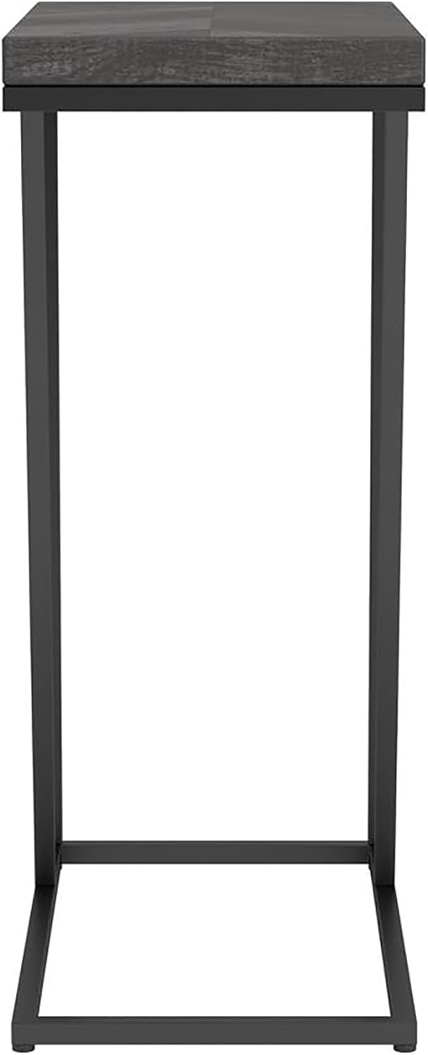Rustic Grey Herringbone and Sandy Black Accent Table