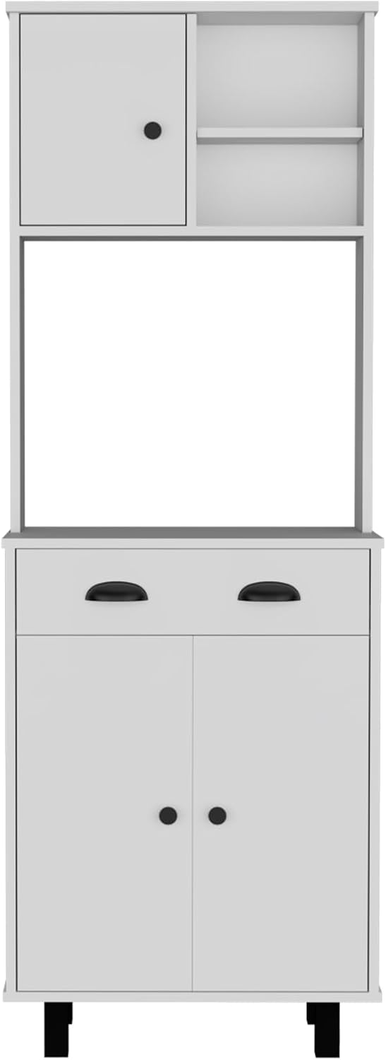 Salem Kitchen Pantry with 2 Cabinets, 2 Open Shelves, and Drawer