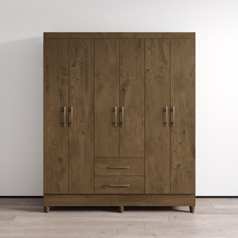 Meble Furniture Panama Wardrobe — Contemporary Design — 71.7H x 60.2W x 19D inches — Brown