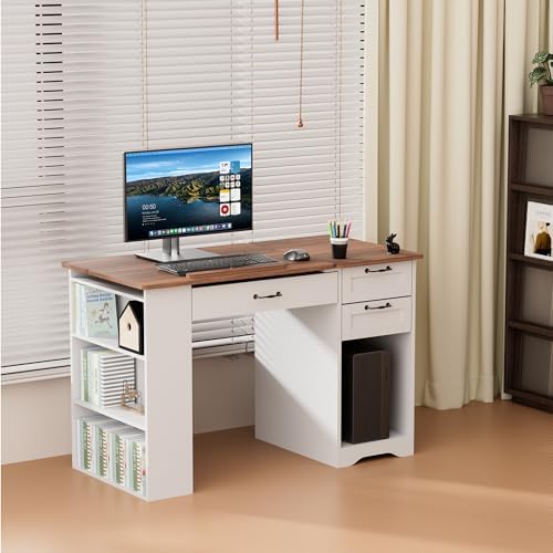Drafting Table with Storage Cabinet & Drawers, Adjustable Drawing Desk wi...
