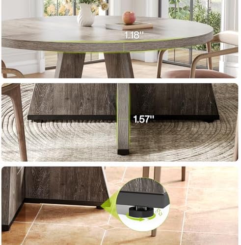 LITTLE TREE Round Dining Table for 4-6 People, 47 Inches Dining Room Table wi...