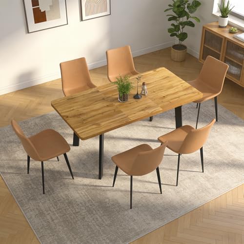 47.2"-63" Expandable Dining Room Table Set for 4-8 People, Walnut |...