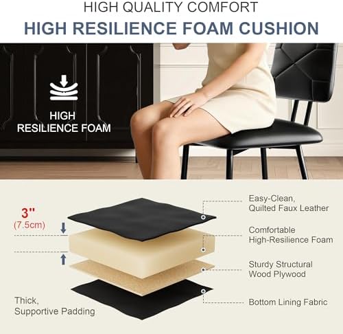 VECELO Card Table and Chair Set 3 Piece, Square Stitched, Black