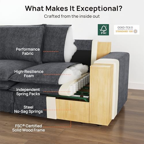 162" Washable Oversized Modular Sectional Sofa Couches for Living Room,G...