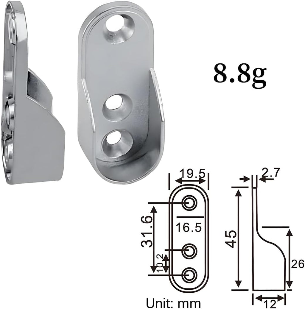 Oval Silver Tube Holder for Wardrobe - Adjustable Clothes Organizer Elegant Design and Modern Style - Storage Accessory for Standard Size Wardrobes