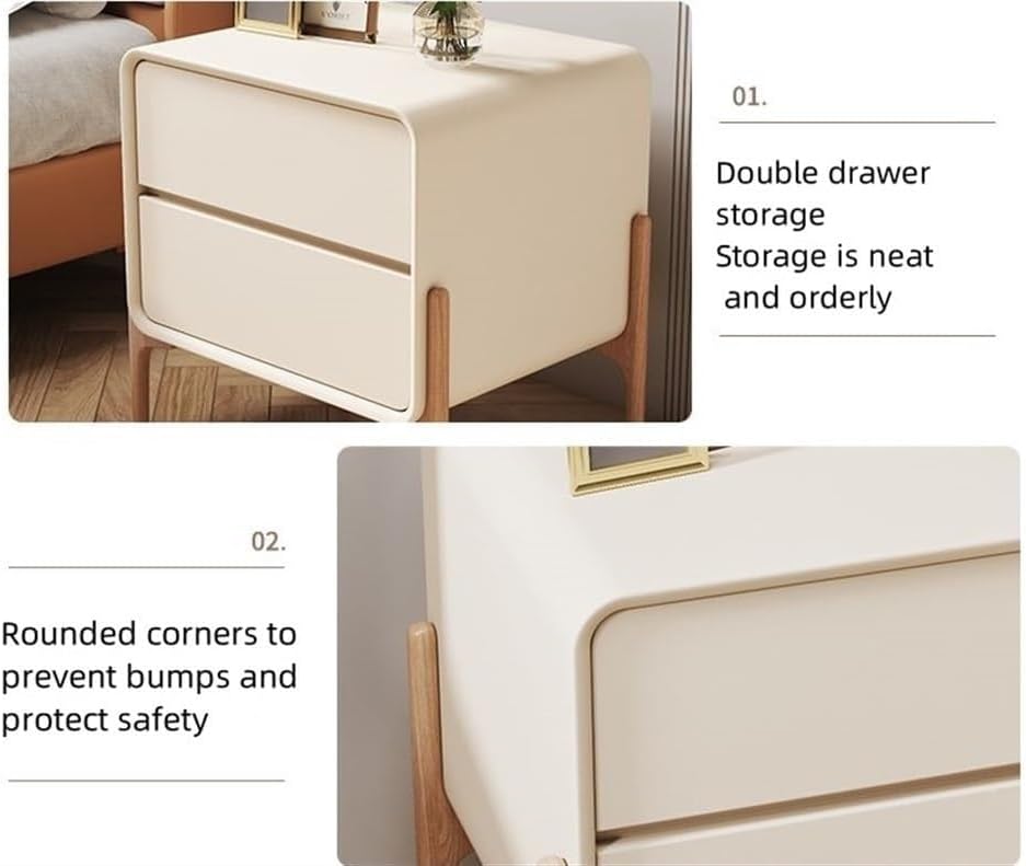 Modern Two-Drawer Bedside Table Free Installation Boudoir Storage Cabinet Sty...