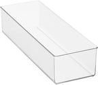 mDesign Plastic Drawer Organizer Box, Long Storage Organizer Bin Container; for Closets, Bedrooms, Use for Leggings, Socks, Ties, Jewelry, Accessories - Lumiere Collection - Clear