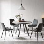 Dining Chairs Set of 4, Modern Kitchen & Dining Room Chairs, Upholstered Faux Leather Cushion Seat and Sturdy Metal Legs (4 Grey Chairs)