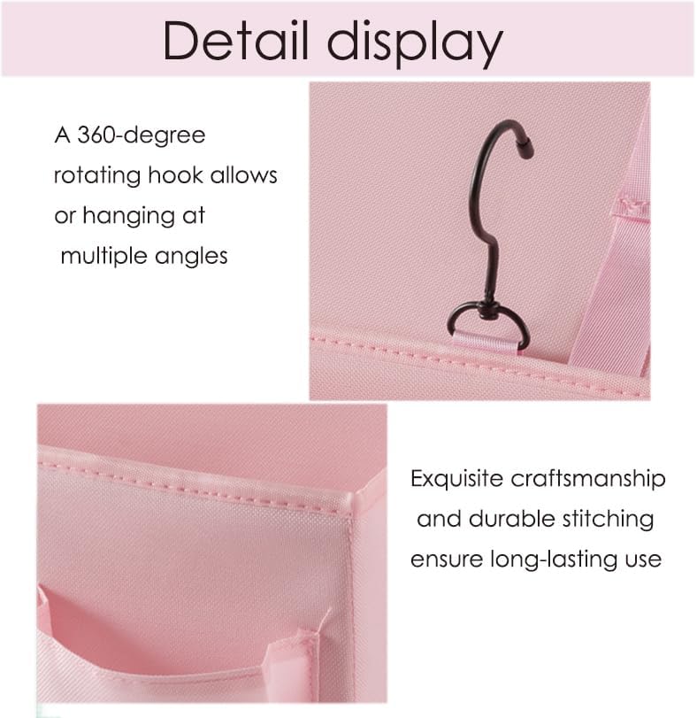 Bedside Caddy Bedside Storage Organizer,Bed Caddy With Thickened Material Suitable for Homes, Dormitories, Hospitals, Cribs, RVs，Great for Magazines,Books,Remote, Phone (Pink)