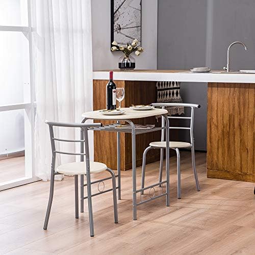 VINGLI 3 Piece Dining Set, Small Kitchen Table Set for 2, Breakfast Table Set...