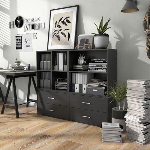 Homes: Inside + Out Apexa 2-Tier Cube Storage Organizer Shelves, Stackable Wo...