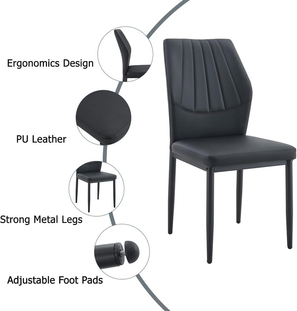 Round Dining Table Set for 4, Black Kitchen Table Set for 4 with 42''...