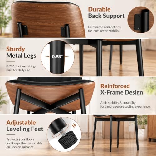 YaFiti Dining Chairs Set of 4, Mid Century Modern PU Leather Kitchen Chairs