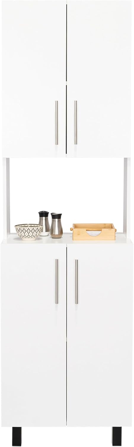 Tuhome Linden 76.8" Tall Kitchen Pantry Cabinet, Freestanding Pantry Cab...