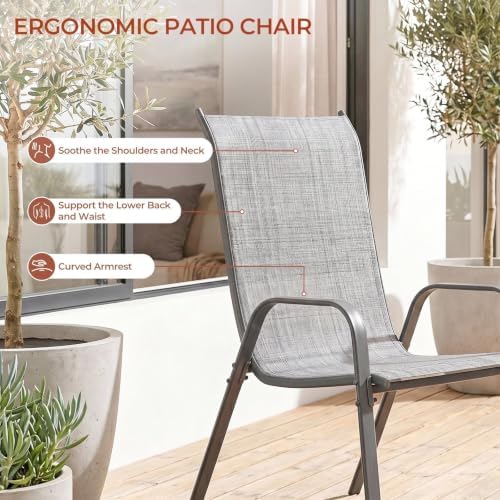 TLSUNNY 5 Pieces Patio Dining Set for 4, Glass Table and Textilene Chair