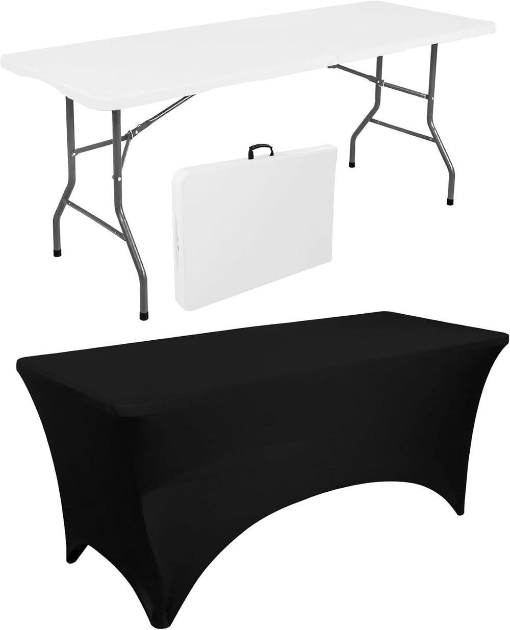 1 Set 6 FT Rectangle Folding Table with Carrying Handle, Lightweight Fold-in-...