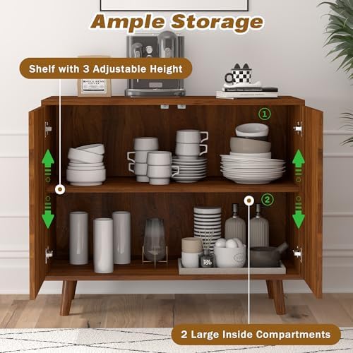weselon 63" Sideboard Buffet Cabinet Set of 2, Modern Accent Cabinet wit...